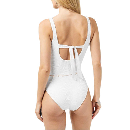 White - Lifestyle - Chelsea Peers Womens-Ladies Textured Sweetheart One Piece Swimsuit