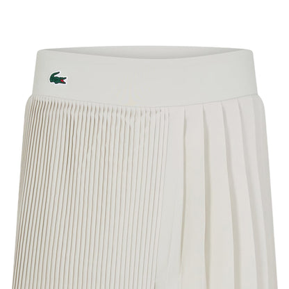 White - Side - Lacoste Womens-Ladies Pleated Tennis Skort