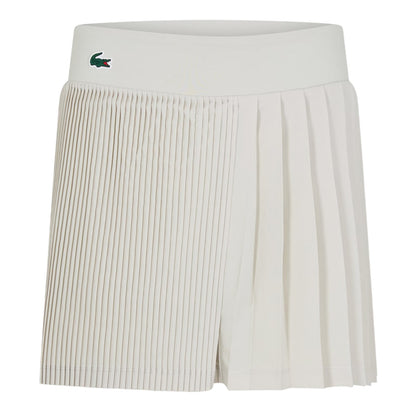 White - Front - Lacoste Womens-Ladies Pleated Tennis Skort