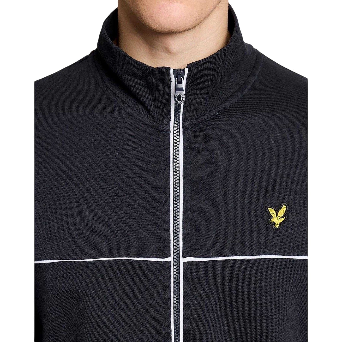 Dark Navy - Side - Lyle & Scott Mens Piped Tracksuit Top