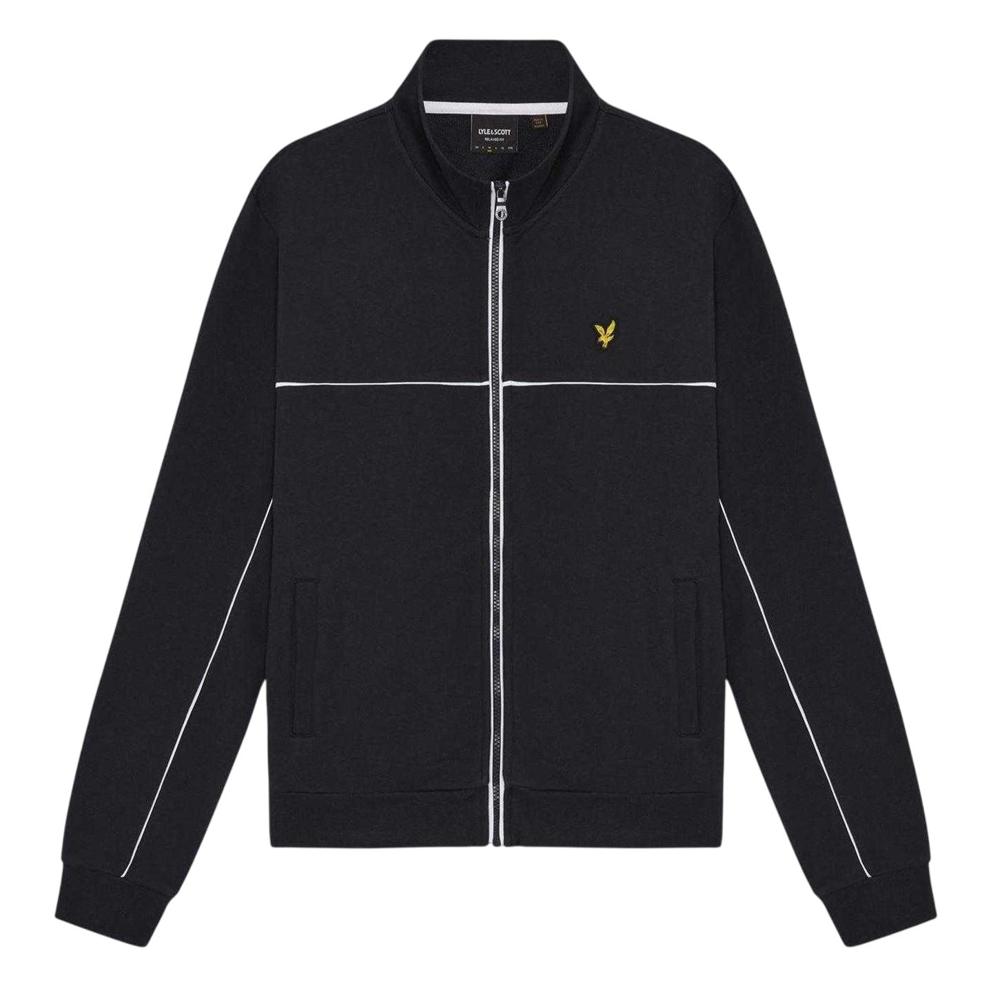 Dark Navy - Front - Lyle & Scott Mens Piped Tracksuit Top