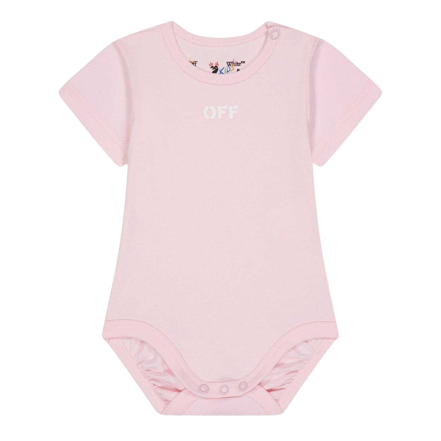 Multicoloured Print - Back - Off White Baby Lettering Crew Neck Bodysuit (Pack of 3)