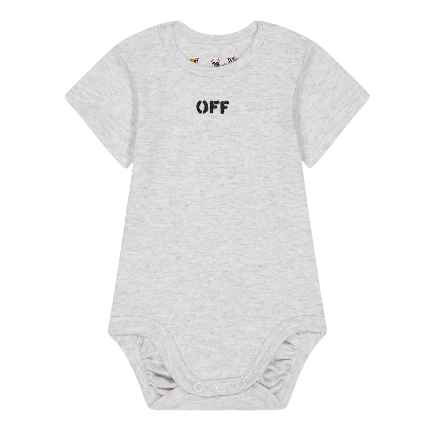 Multicoloured Print - Side - Off White Baby Lettering Crew Neck Bodysuit (Pack of 3)