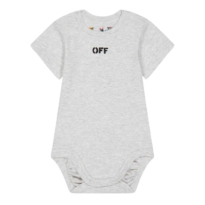 Multicoloured Print - Side - Off White Baby Lettering Crew Neck Bodysuit (Pack of 3)