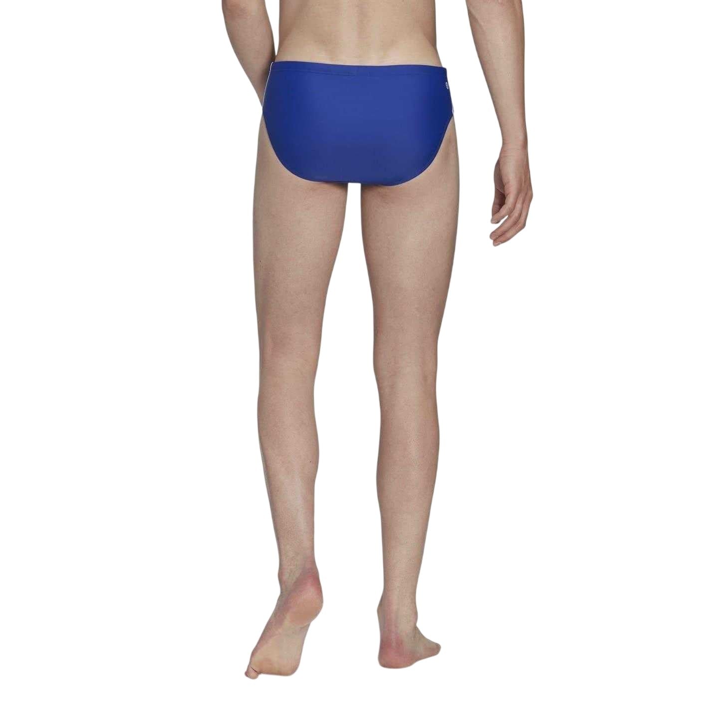 Lucid Blue-White - Back - Adidas Mens 3 Stripes Swim Briefs