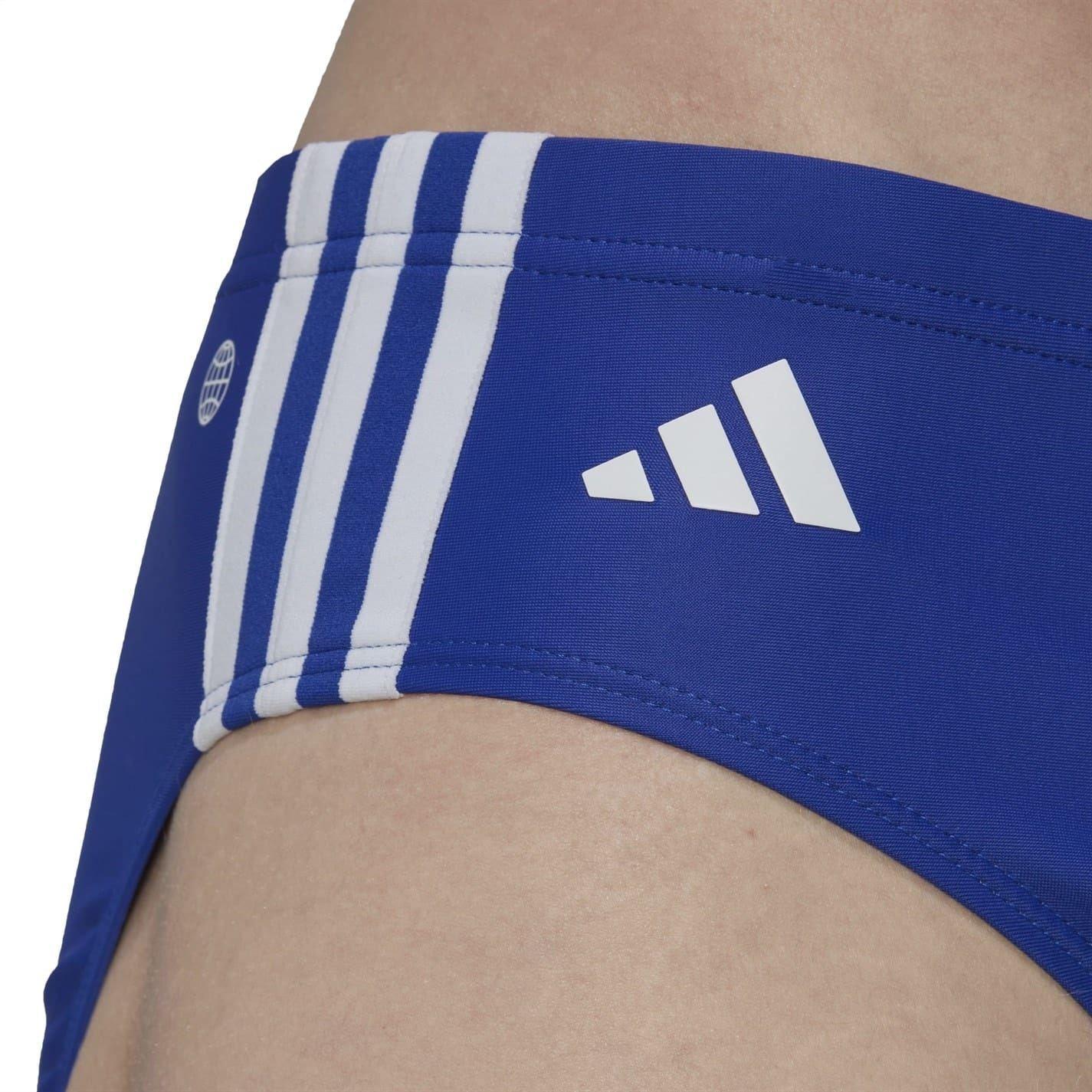 Lucid Blue-White - Side - Adidas Mens 3 Stripes Swim Briefs