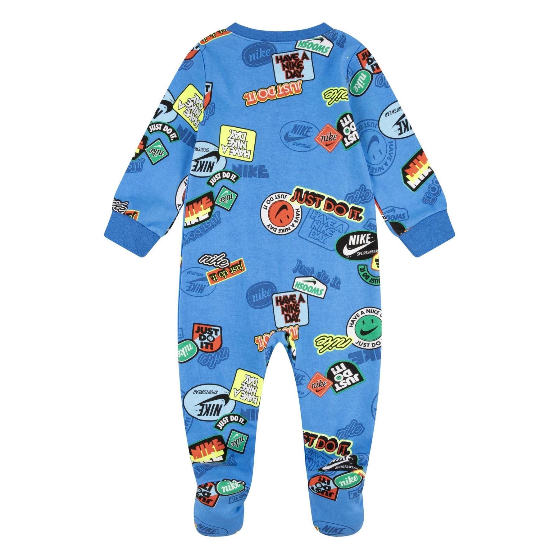 Light Blue - Back - Nike Baby All-Over Print Cotton Sleepsuit