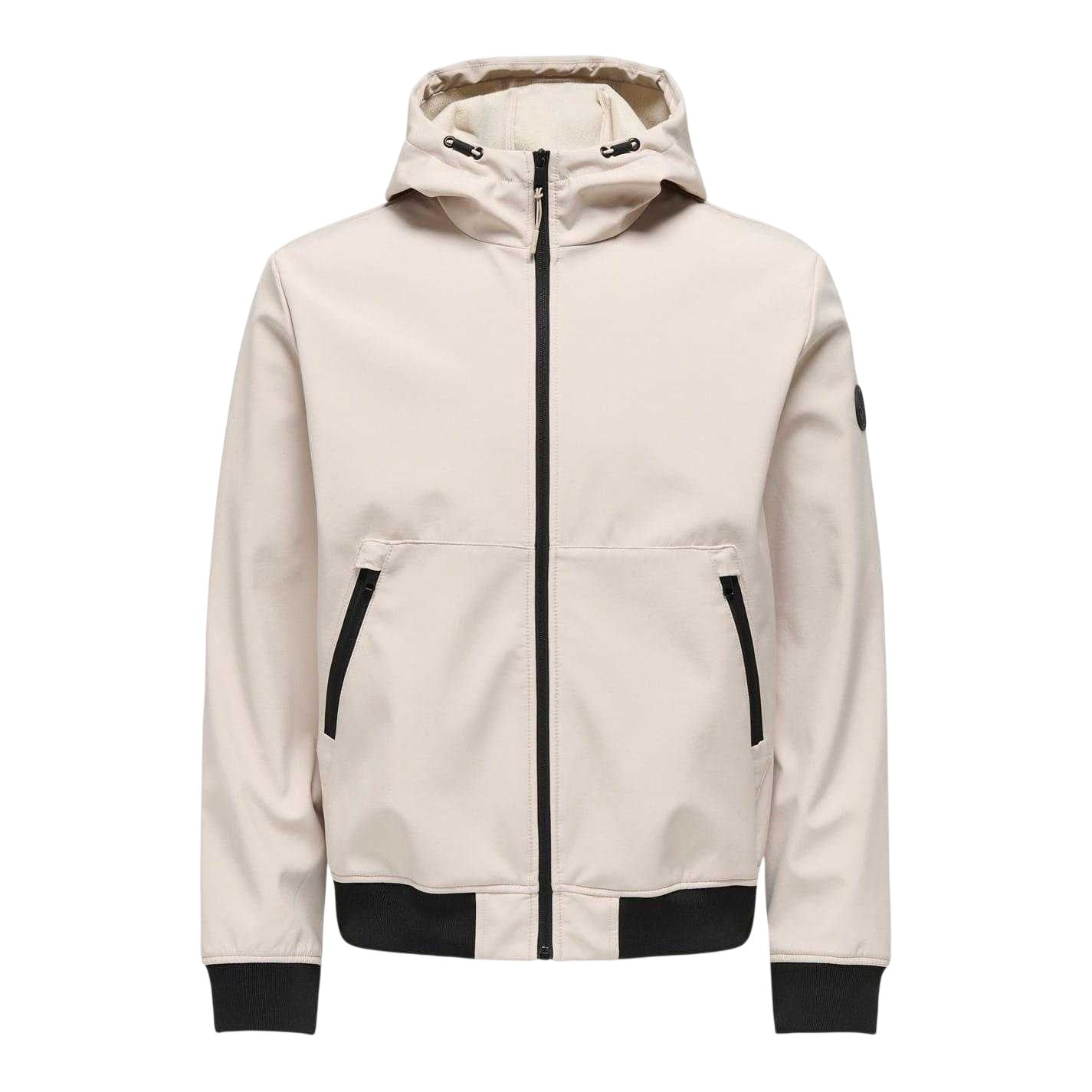 Silver - Front - Only Mens Bowie Hooded Soft Shell Jacket