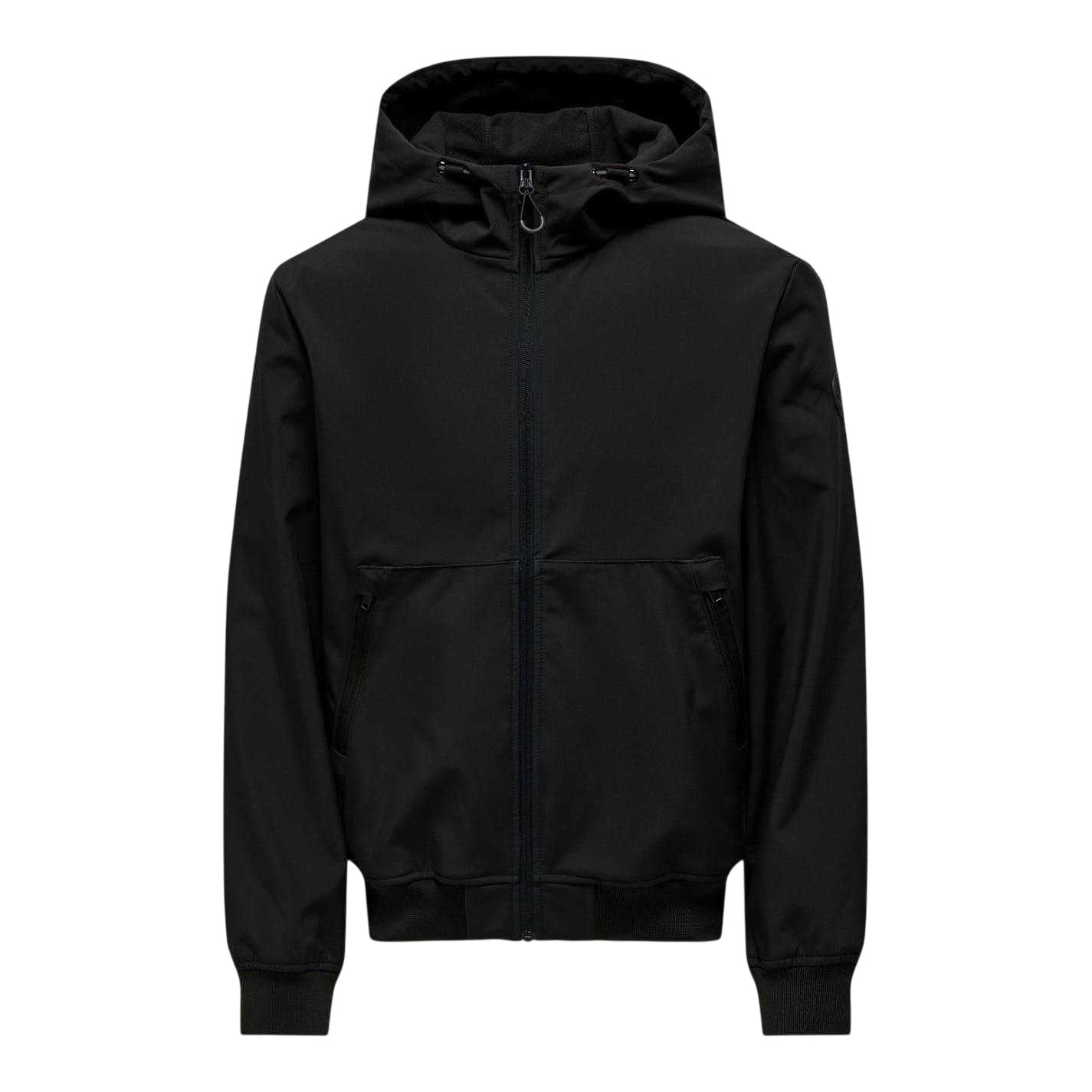 Black - Front - Only Mens Bowie Hooded Soft Shell Jacket