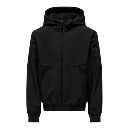 Black - Front - Only Mens Bowie Hooded Soft Shell Jacket