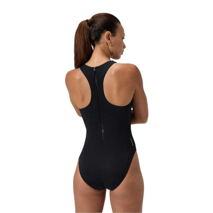 Anthracite - Back - Speedo Womens-Ladies Racer One Piece Swimsuit