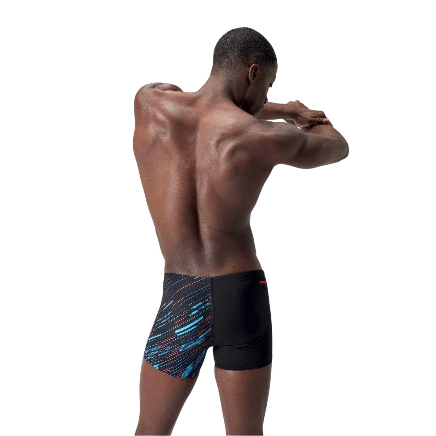 Black-Blue-Red - Back - Speedo Mens Hboom Graphic Print Jammer Shorts