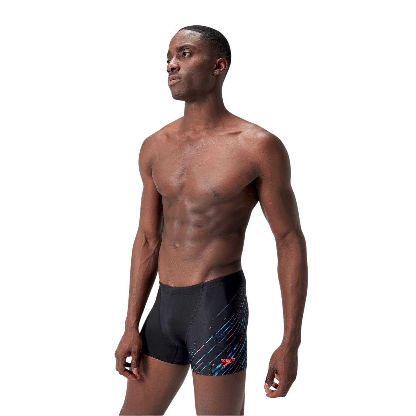 Black-Blue-Red - Side - Speedo Mens Hboom Graphic Print Jammer Shorts