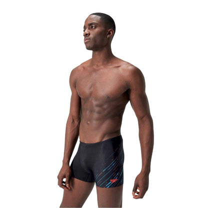 Black-Blue-Red - Side - Speedo Mens Hboom Graphic Print Jammer Shorts