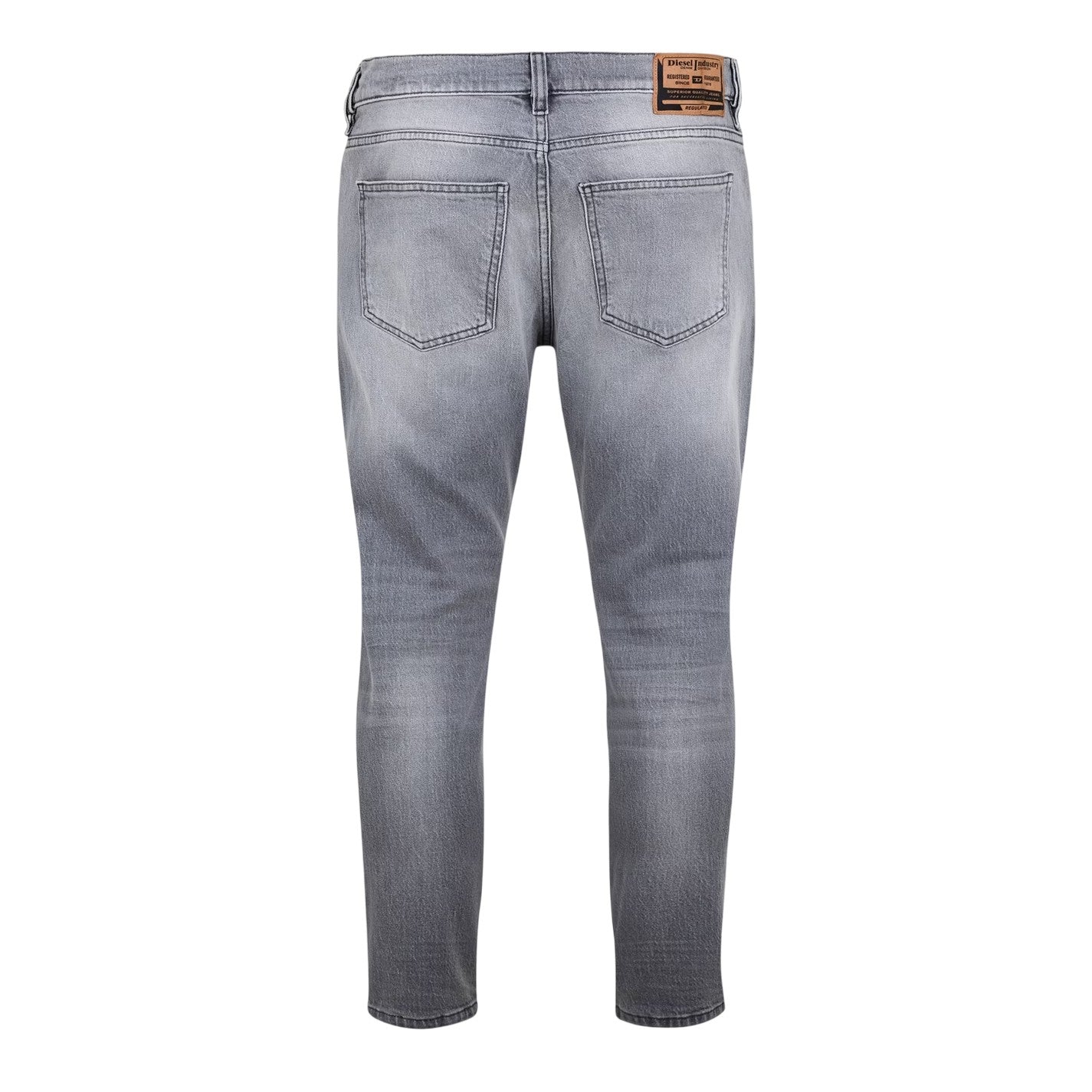 Grey - Back - Diesel Mens Washed Denim 5 Pockets Straight Leg Jeans