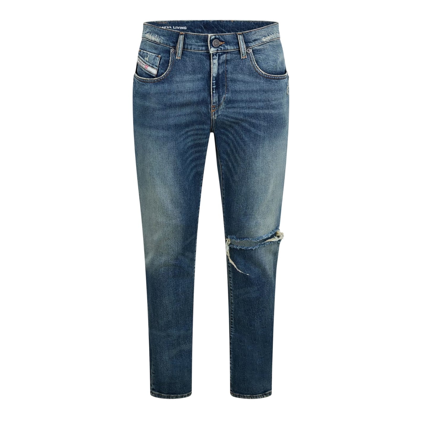 Blue Denim - Front - Diesel Mens Strukt Slim Jeans