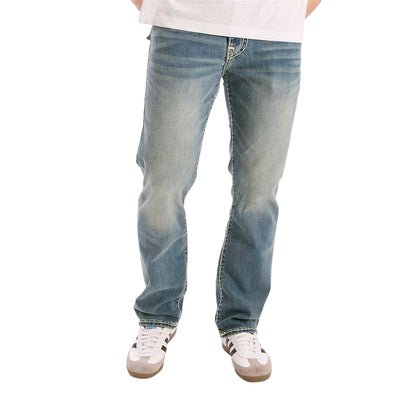 Medium Blue - Front - True Religion Mens Super Denim Straight Leg Jeans