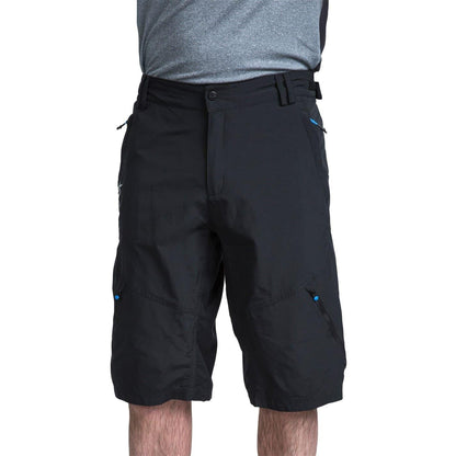 Black - Pack Shot - Trespass Mens Malaki Slim Walking Bib Shorts
