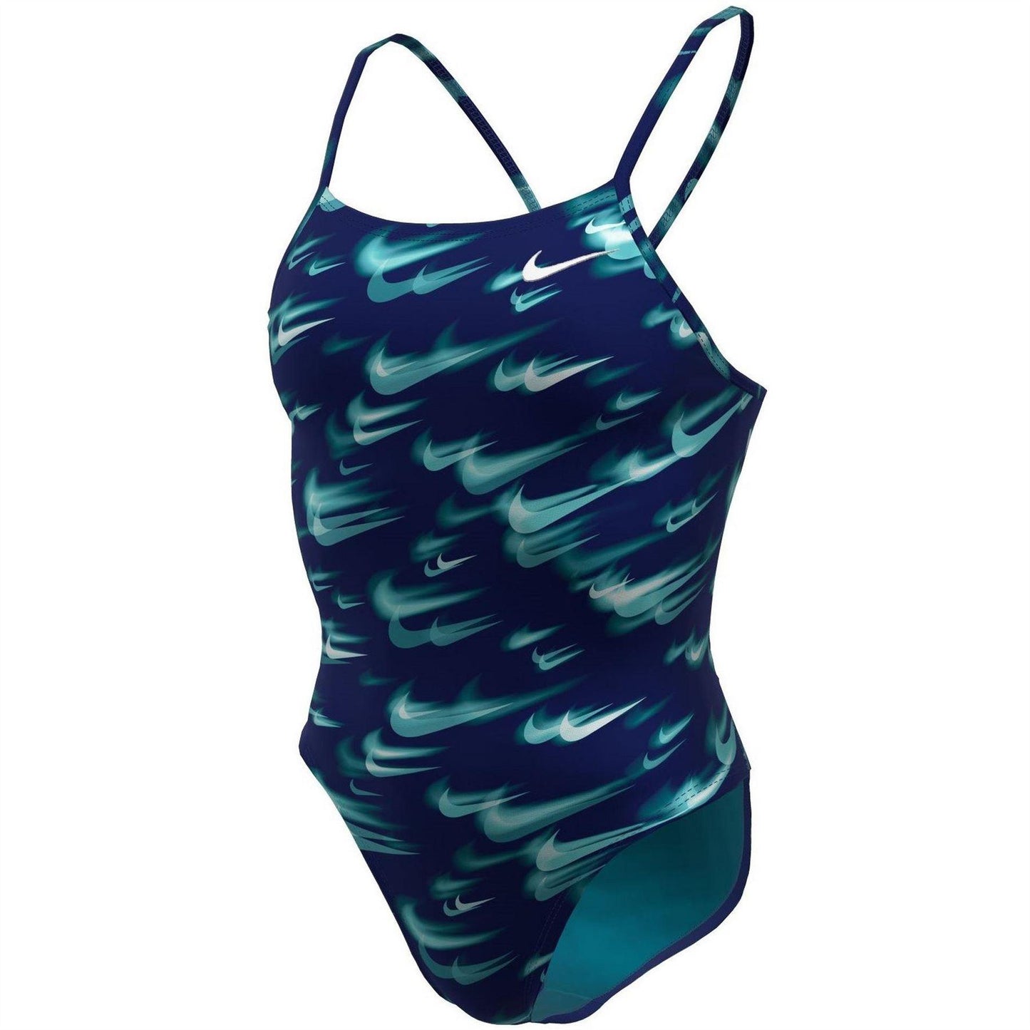 Abyss Blue - Side - Nike Womens-Ladies Repeat Logo One Piece Swimsuit