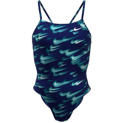 Abyss Blue - Front - Nike Womens-Ladies Repeat Logo One Piece Swimsuit