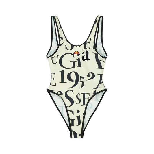Off White - Front - Ellesse Womens-Ladies Nives Lettering One Piece Swimsuit