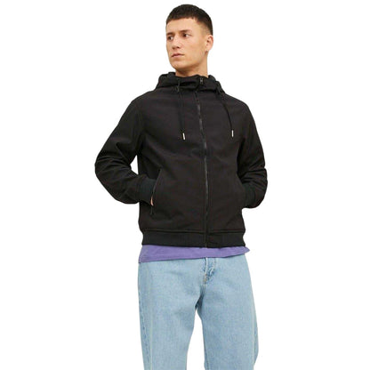 Black - Lifestyle - Jack And Jones Mens Hooded Soft Shell Jacket