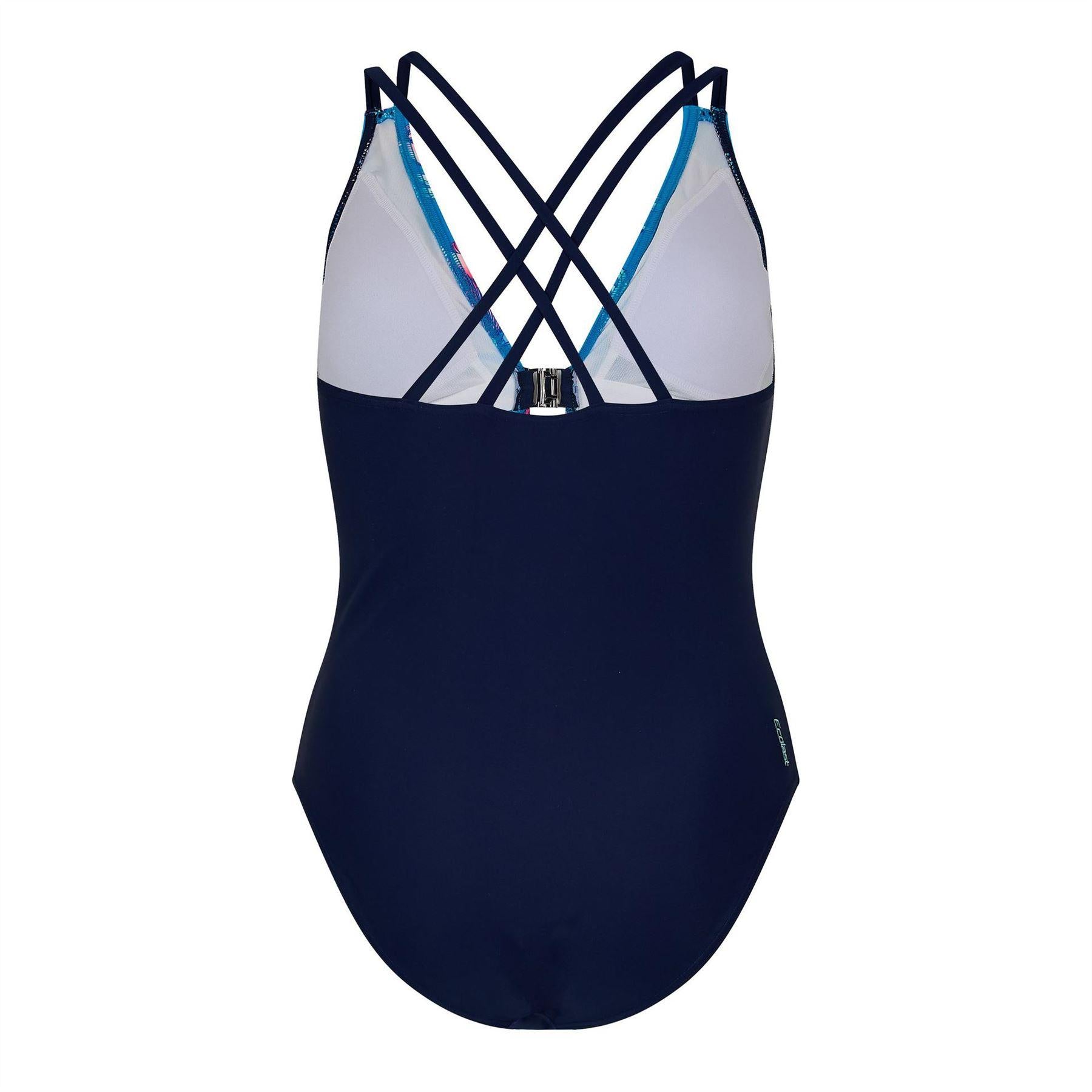 Blue - Back - Zoggs Womens-Ladies Wild Rose Cross Back One Piece Swimsuit