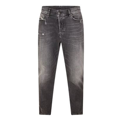 Black-Grey-Denim - Front - Diesel Mens D-Fining Tapered Jeans