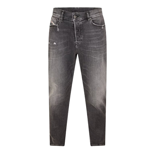 Black-Grey-Denim - Front - Diesel Mens D-Fining Tapered Jeans
