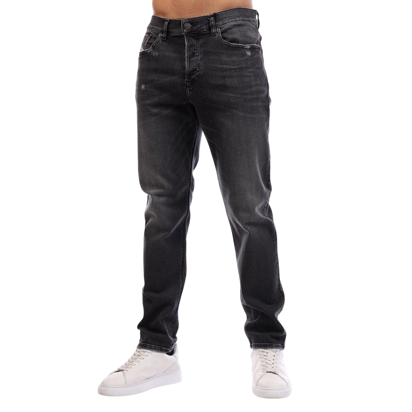 Black-Grey-Denim - Side - Diesel Mens D-Fining Tapered Jeans