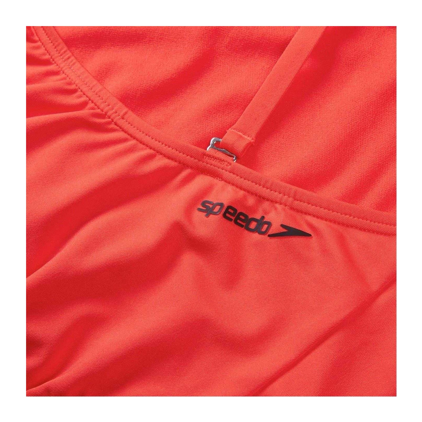 Red - Side - Speedo Womens-Ladies Solid Scoop Neck One Piece Swimsuit
