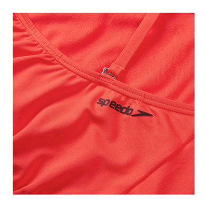 Red - Side - Speedo Womens-Ladies Solid Scoop Neck One Piece Swimsuit