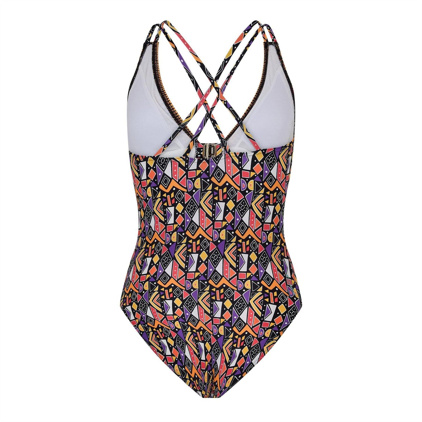 Multicoloured Print - Back - Zoggs Womens-Ladies Culture Jam Cross Back One Piece Swimsuit