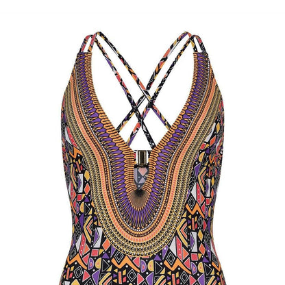 Multicoloured Print - Side - Zoggs Womens-Ladies Culture Jam Cross Back One Piece Swimsuit