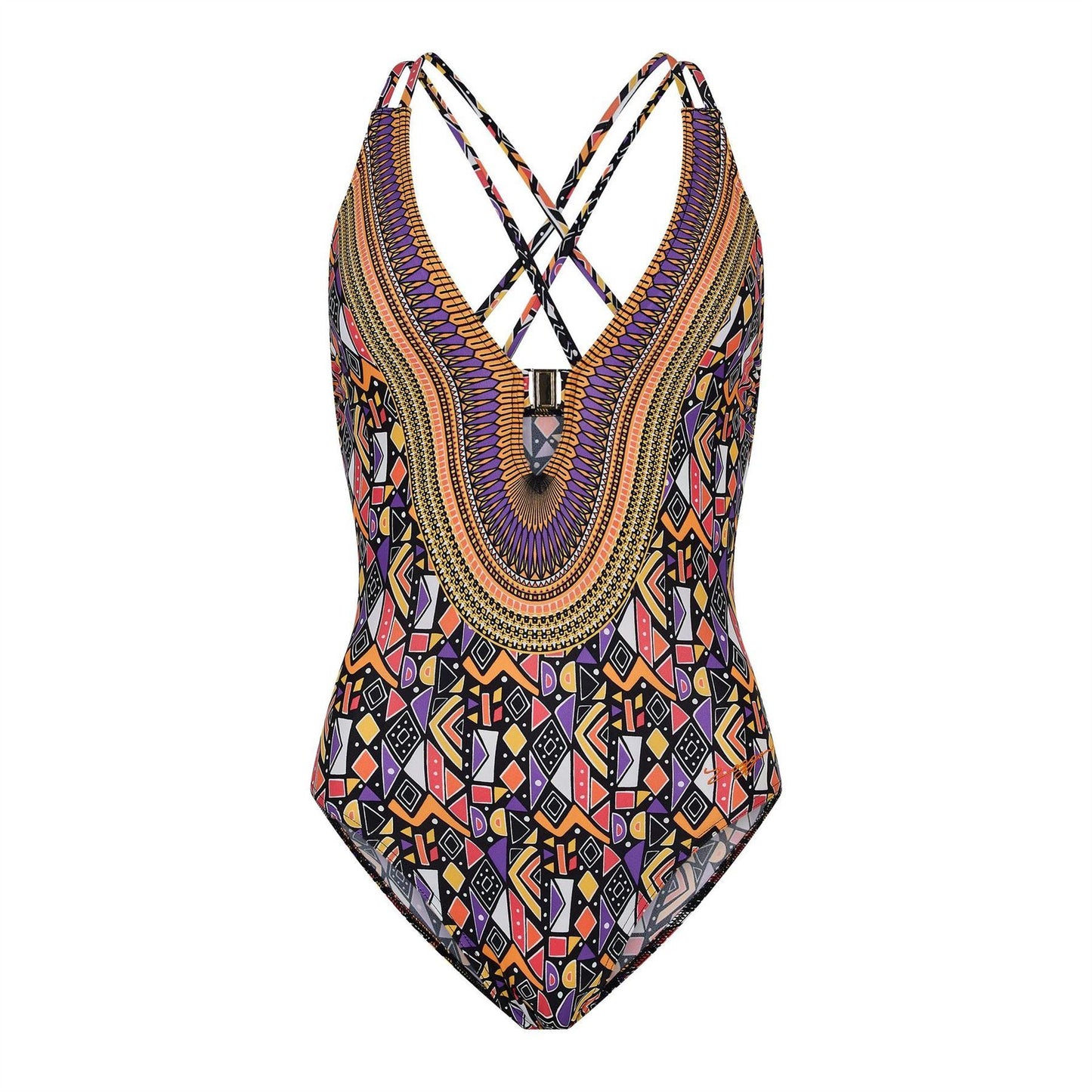 Multicoloured Print - Front - Zoggs Womens-Ladies Culture Jam Cross Back One Piece Swimsuit