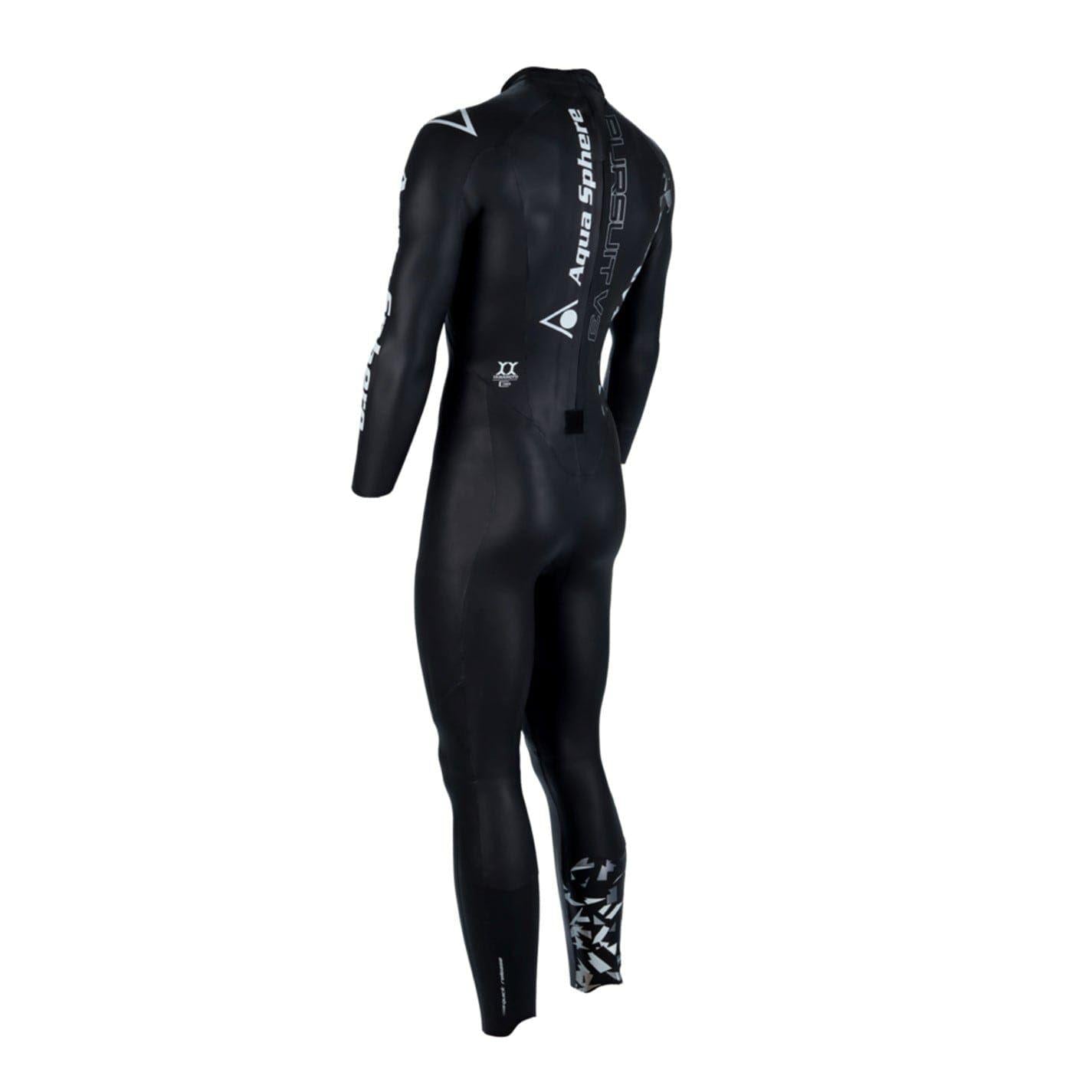 Black - Back - Aquasphere Womens-Ladies Pursuit V3 Slim Full Wetsuit
