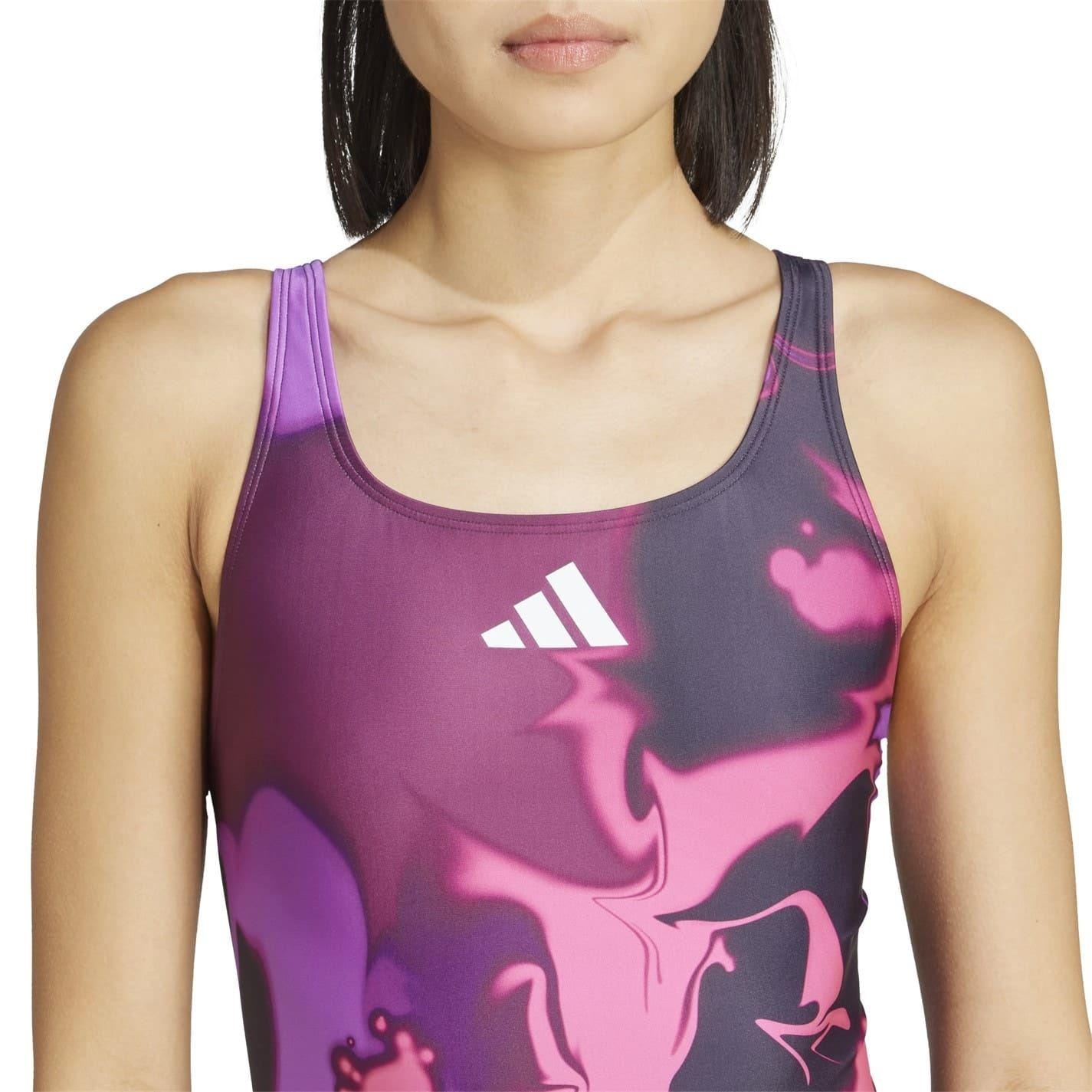 Aurora Green-Ivy Green - Pack Shot - Adidas Womens-Ladies Tie Dye One Piece Swimsuit