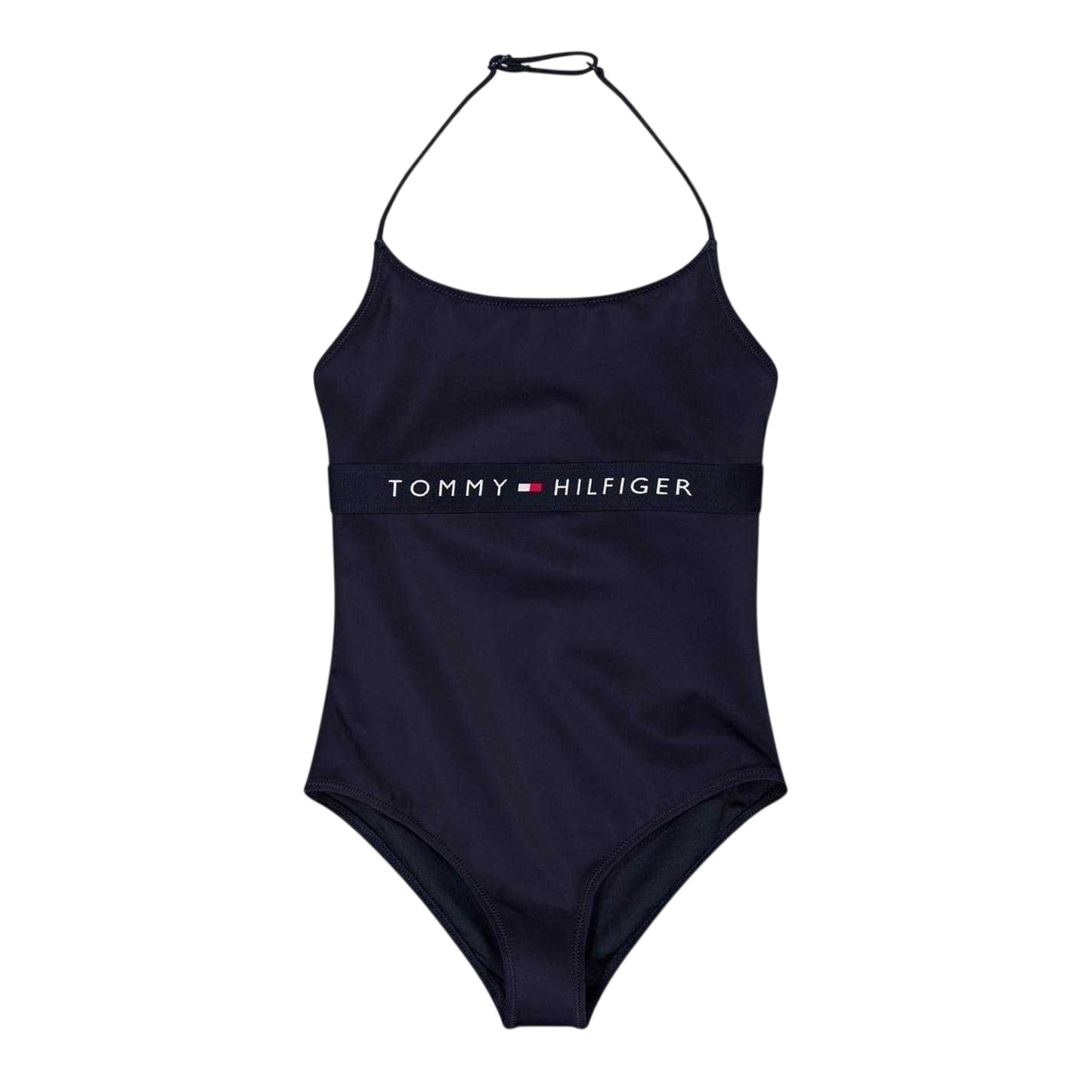 Desert Sky - Front - Tommy Hilfiger Girls Halter Neck One Piece Swimsuit
