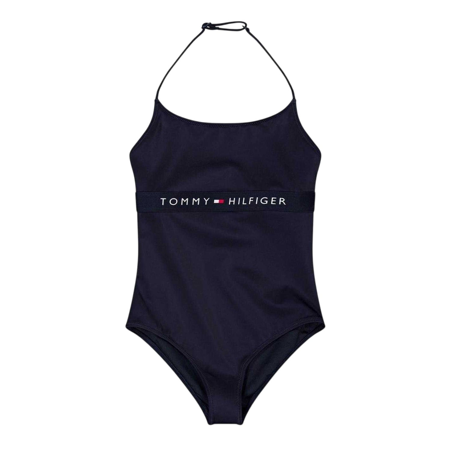 Desert Sky - Front - Tommy Hilfiger Girls Halter Neck One Piece Swimsuit
