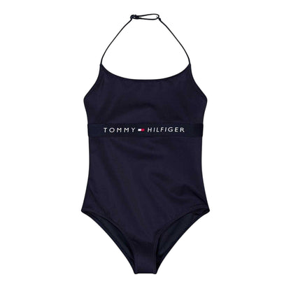 Desert Sky - Front - Tommy Hilfiger Girls Halter Neck One Piece Swimsuit
