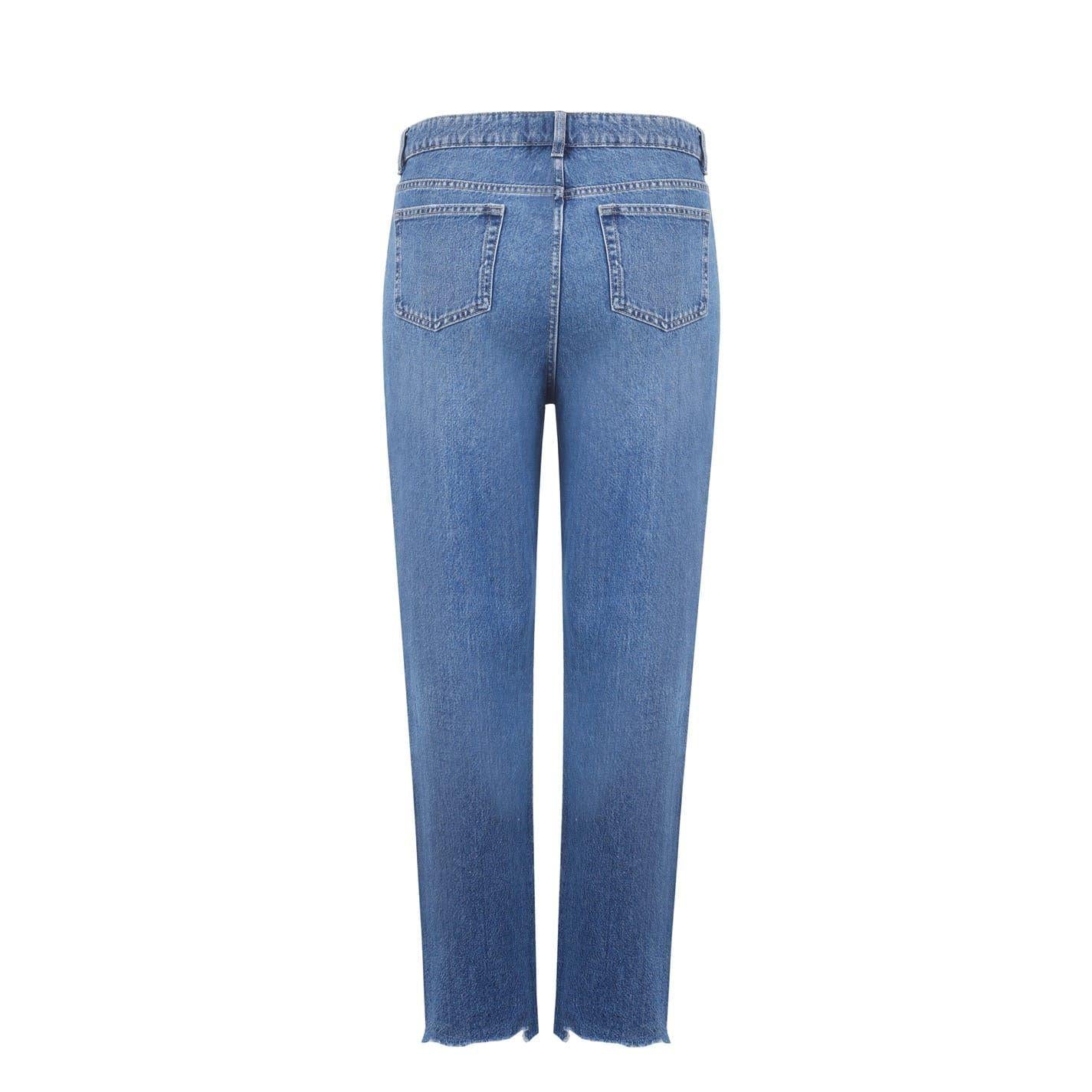 Blue - Front - Fabric Womens-Ladies Denim Distressed Jeans