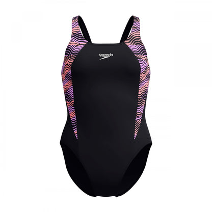 Black - Front - Speedo Womens-Ladies Hyperboom Splice Muscleback One Piece Swimsuit