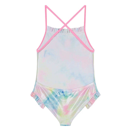 Multicoloured - Back - Billieblush Girls Printed One Piece Swimsuit