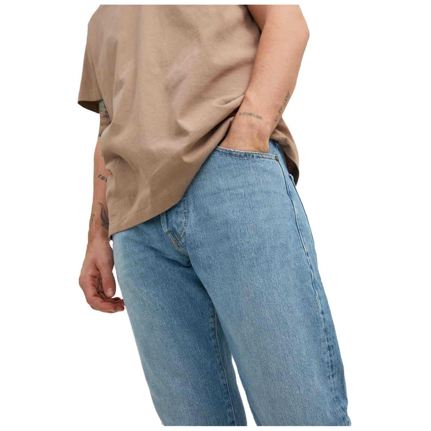 Blue Denim - Side - Jack And Jones Mens Denim 5 Pockets Slim Jeans