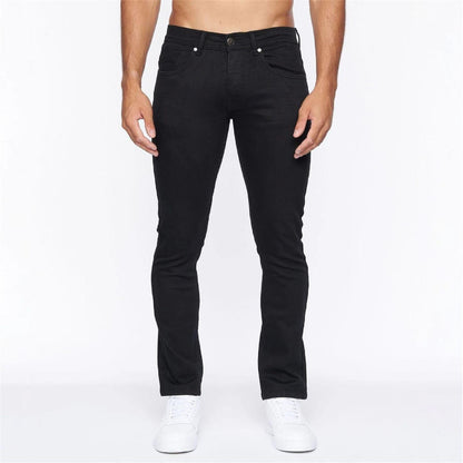 Solid Black - Front - Crosshatch Mens Buraca Slim Jeans