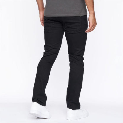 Solid Black - Back - Crosshatch Mens Buraca Slim Jeans