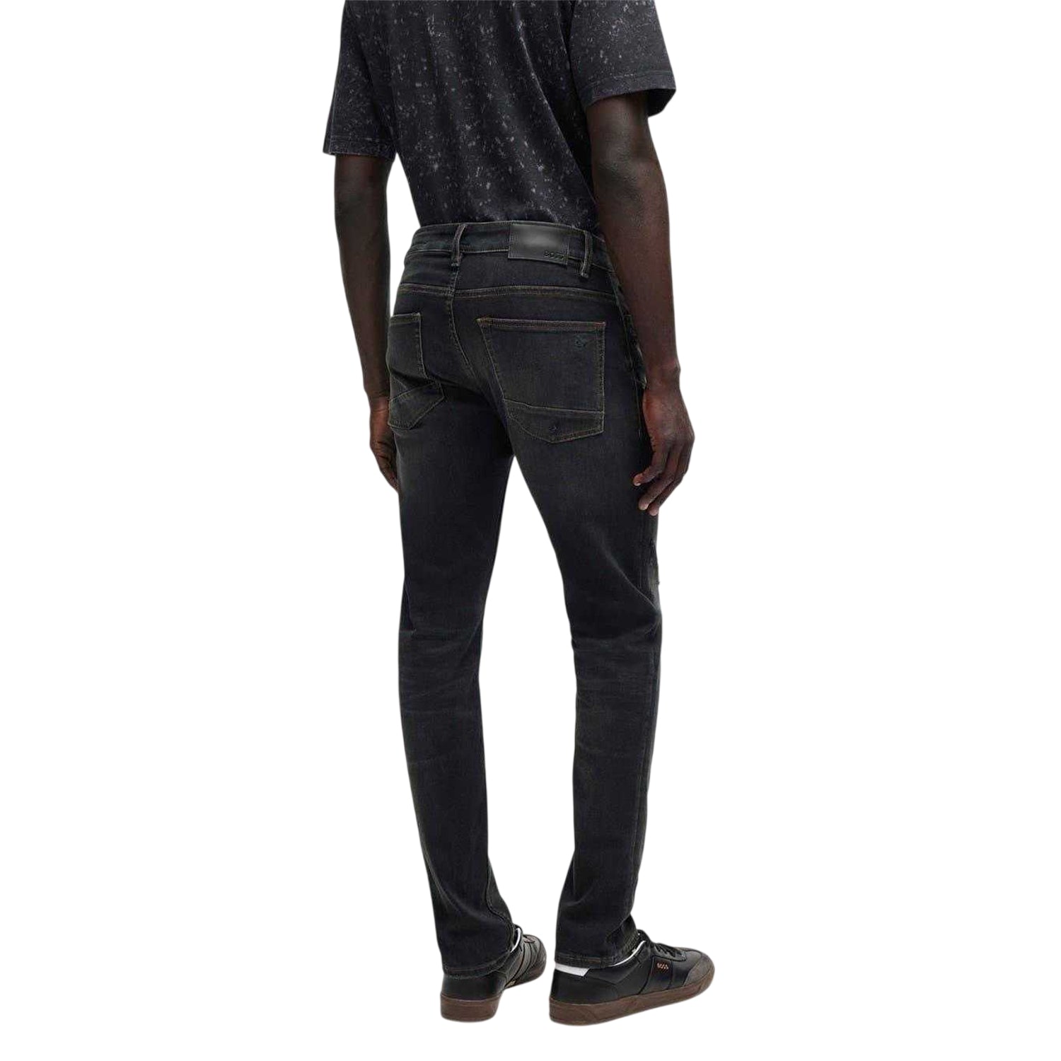 Dark Grey - Back - Boss Mens Delaware 5 Pockets Slim Jeans