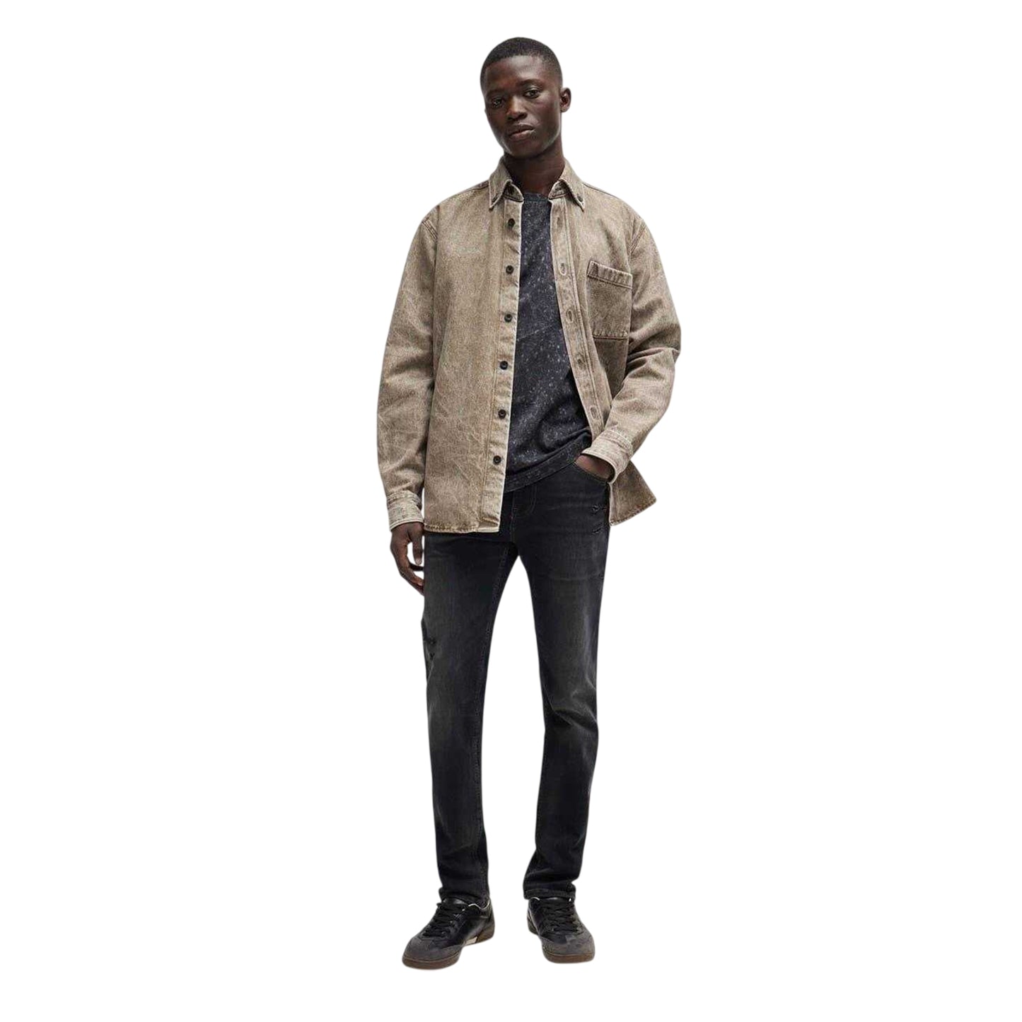 Dark Grey - Side - Boss Mens Delaware 5 Pockets Slim Jeans