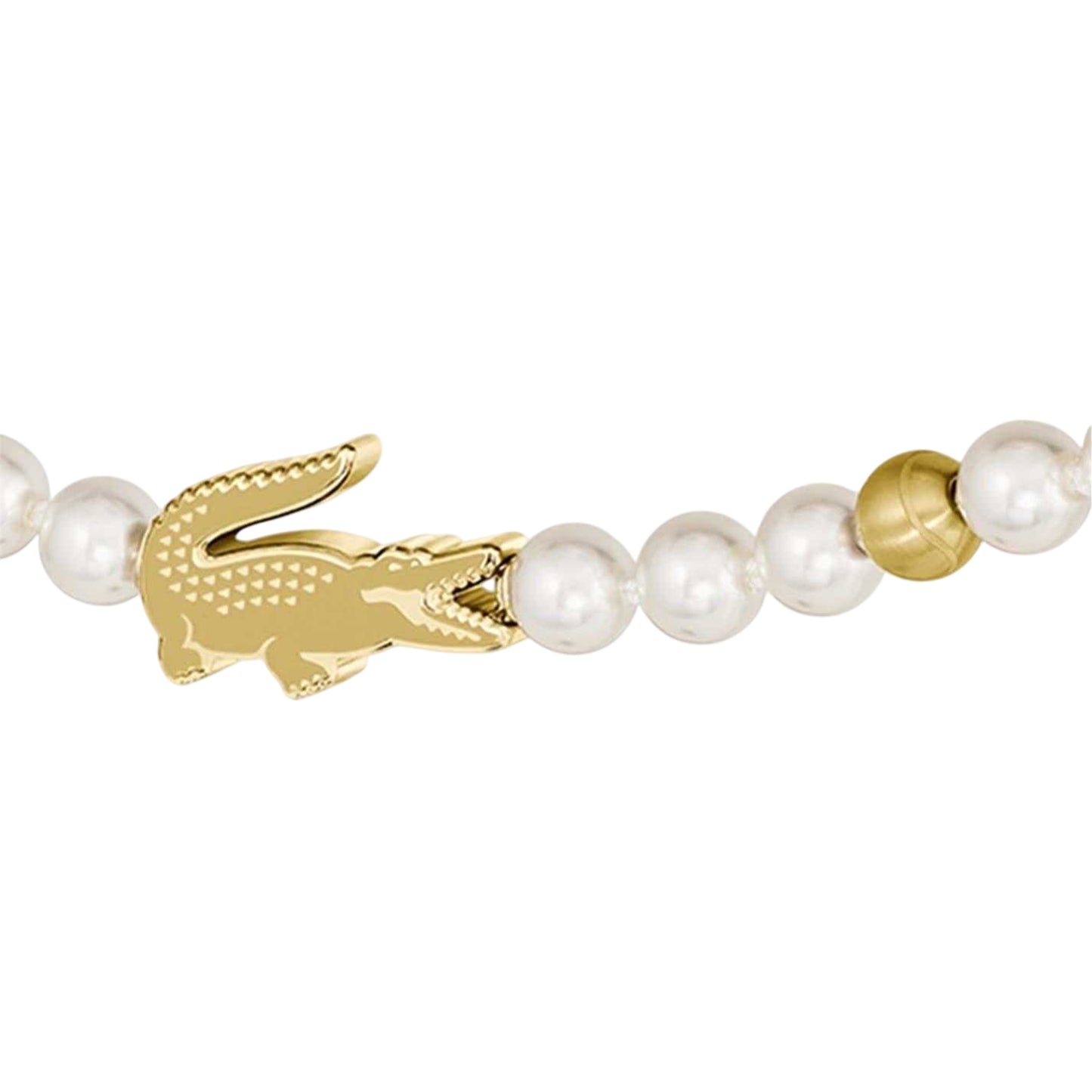 White - Side - Lacoste Mens Gold Ion Plated Pearl Bracelet