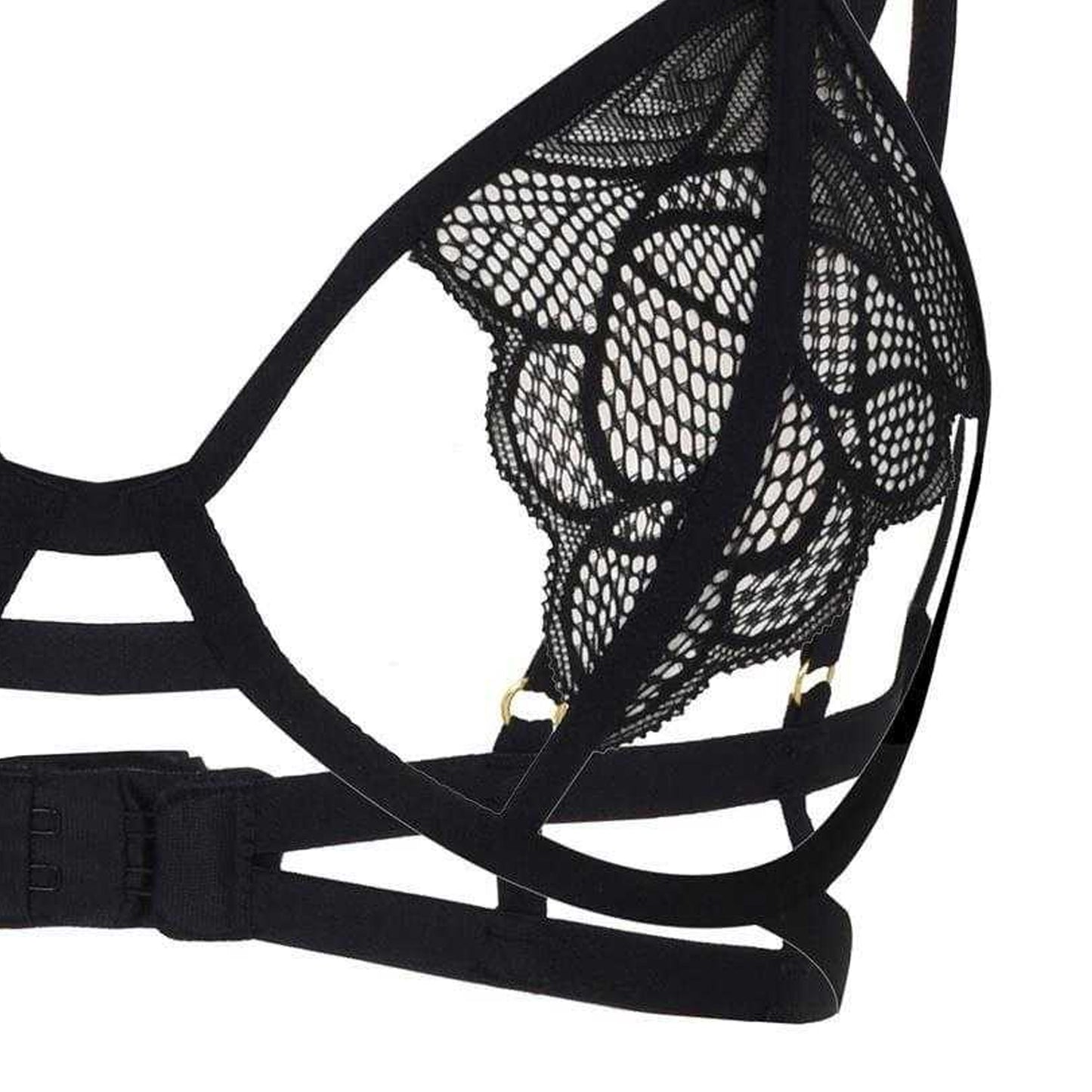 Black - Side - Bluebella Womens-Ladies Cut Out Lace Bra